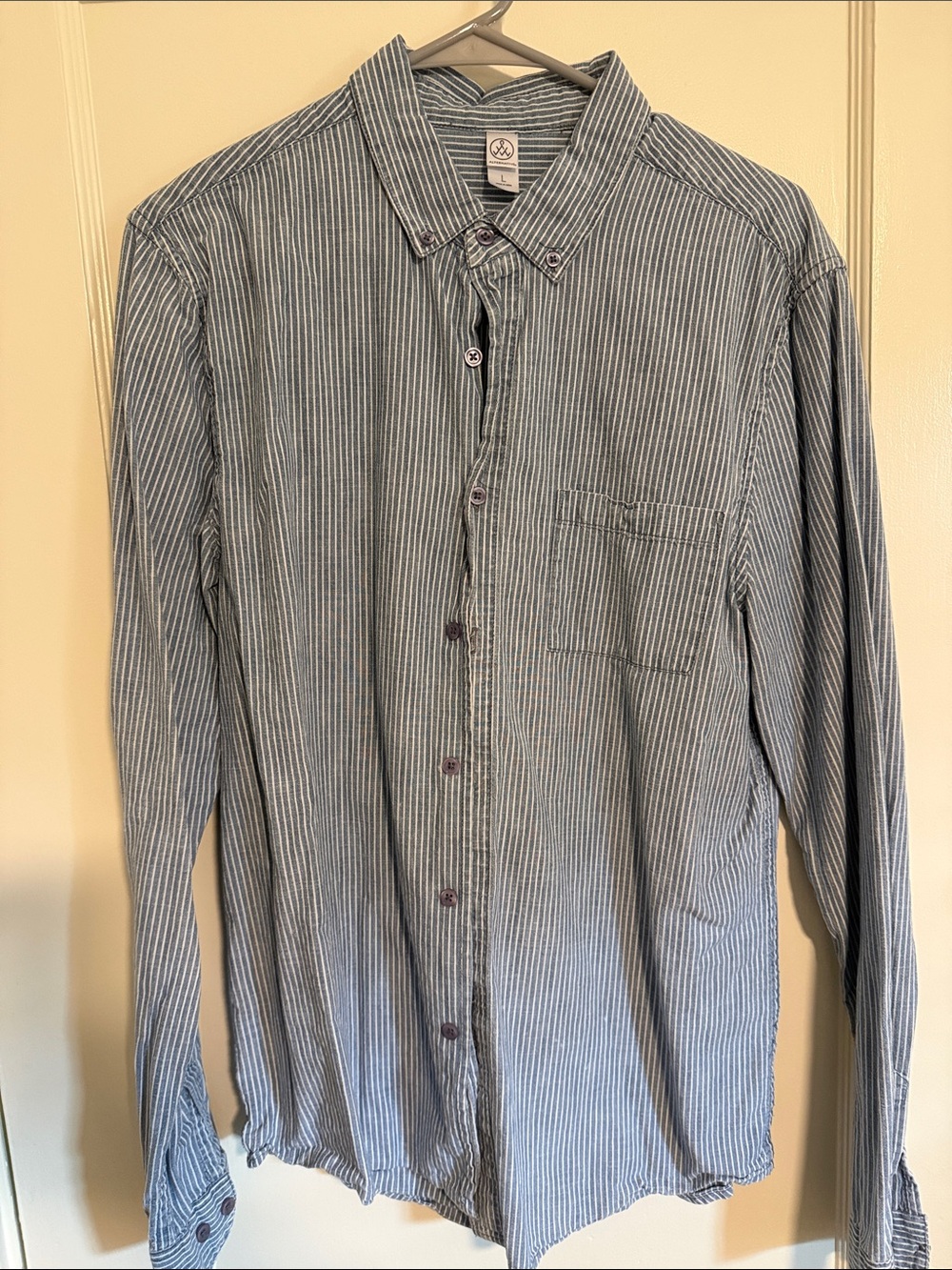 Alternative Men's Blue and White Pinstripe Button-Down Shirt